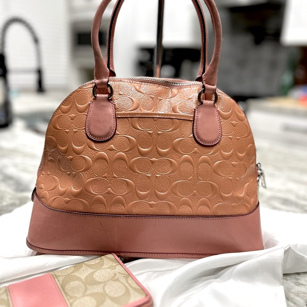 Bundle - Coach Authentic Embossed Signature Patent Leather Satchel - Picture 2 of 14